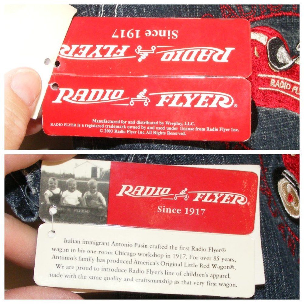 new! RADIO FLYER Denim Jumpsuit/Short-alls 6-9mo, short sleeves - Picture 11 of 15